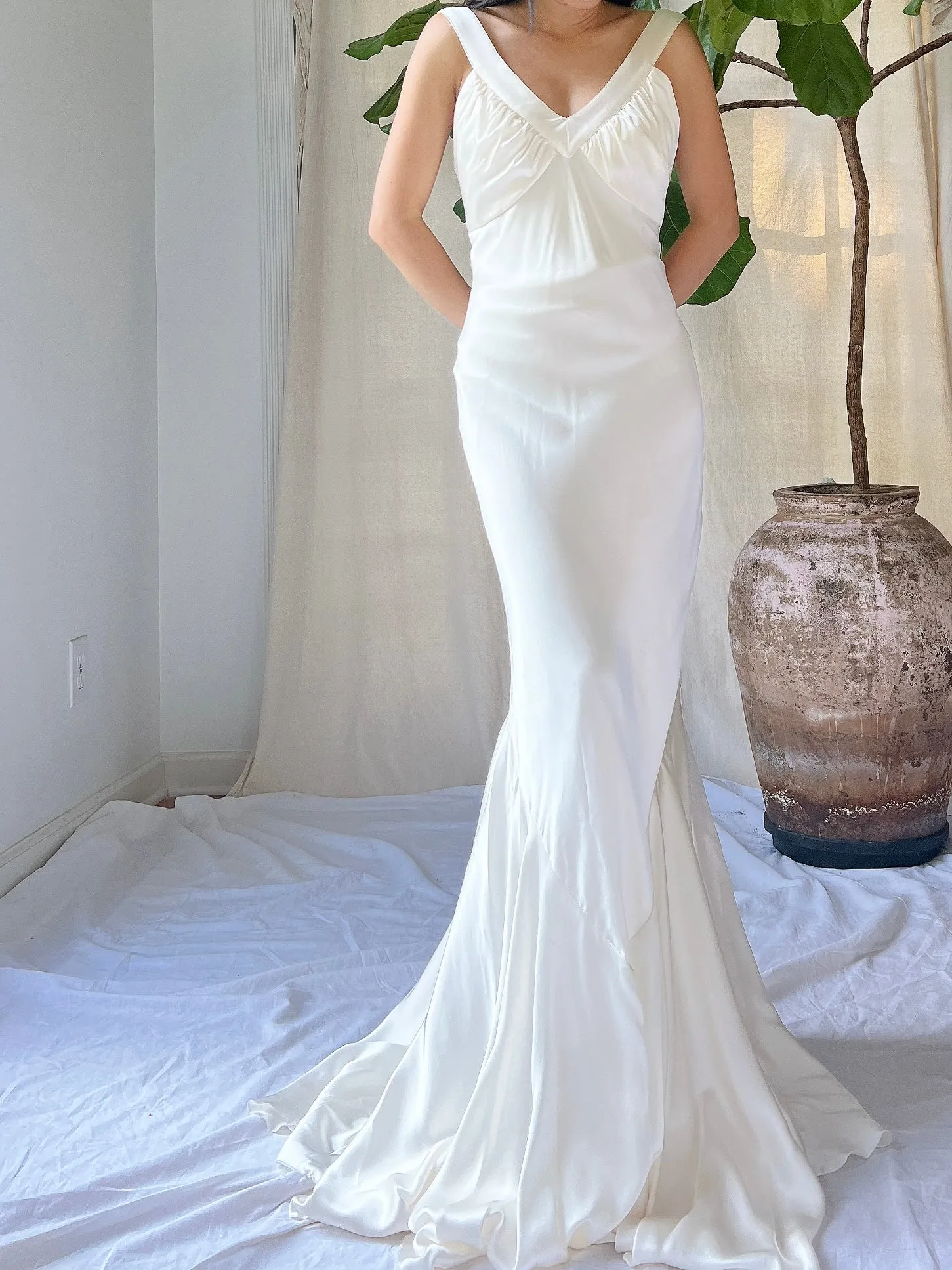 Vintage Silk Bias Cut Gown - M