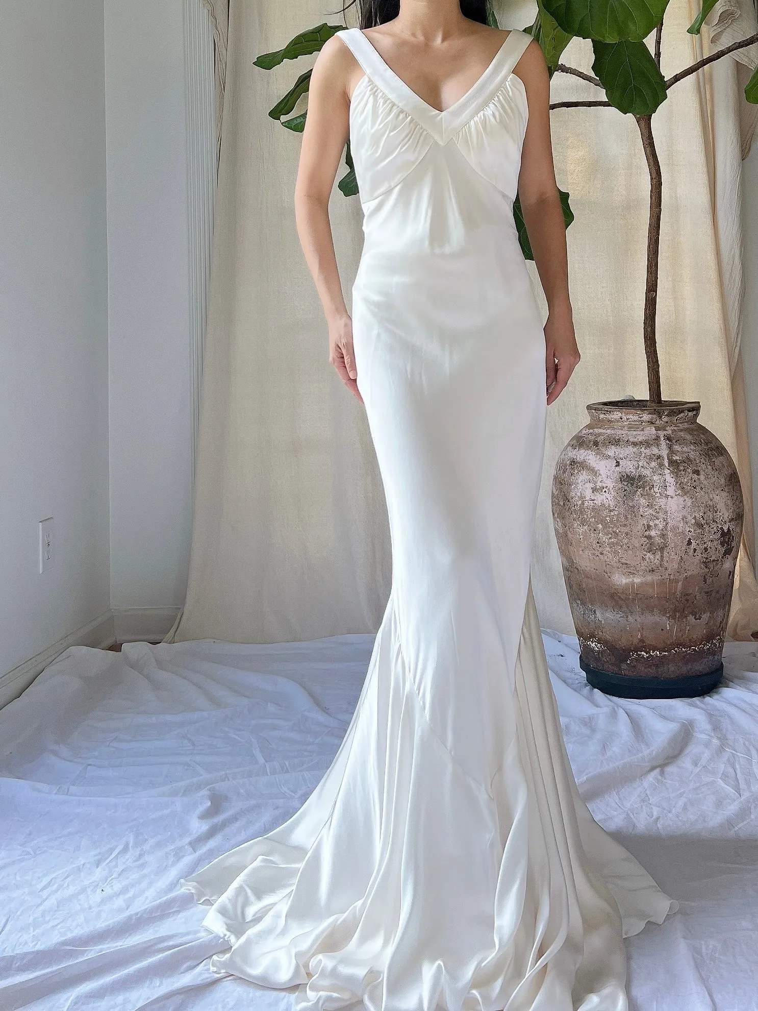 Vintage Silk Bias Cut Gown - M