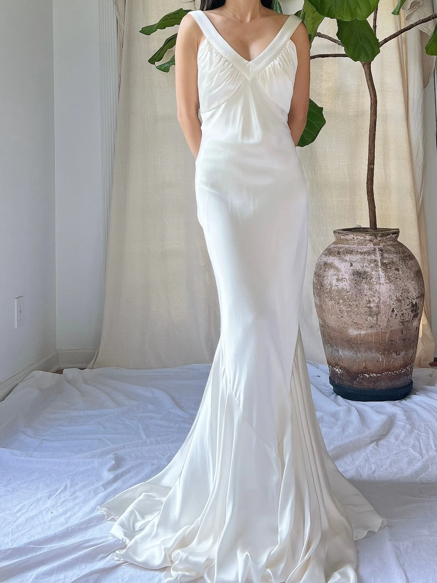 Vintage Silk Bias Cut Gown - M