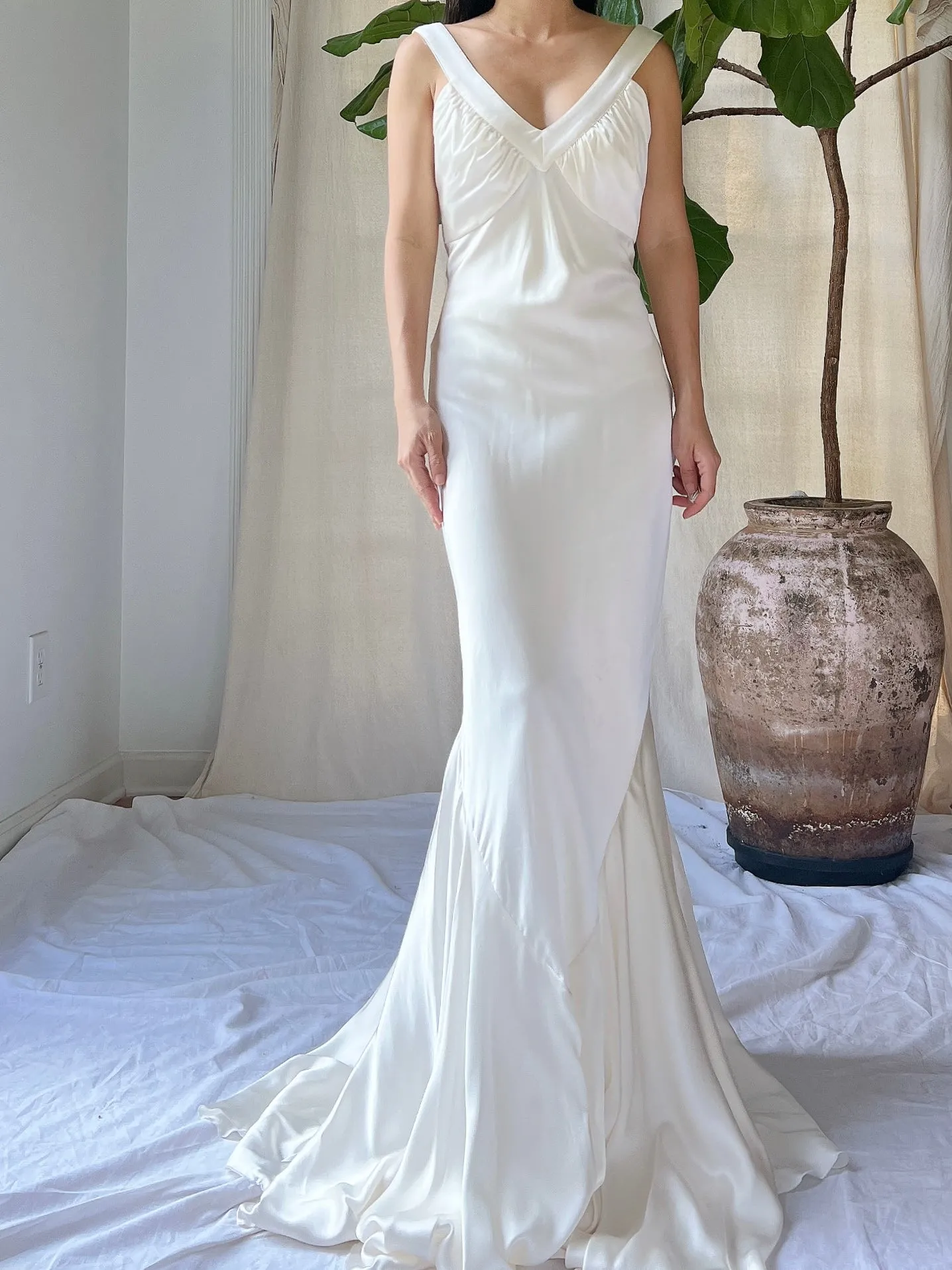 Vintage Silk Bias Cut Gown - M