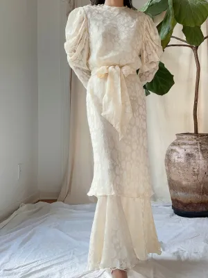 Vintage Silk Dolman Sleeves Tiered Dress - S
