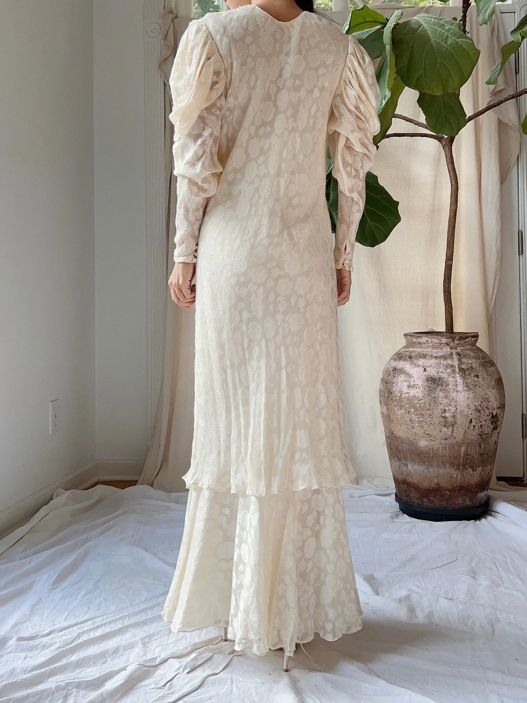 Vintage Silk Dolman Sleeves Tiered Dress - S