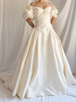 Vintage Silk Puff Sleeve Gown - M/L