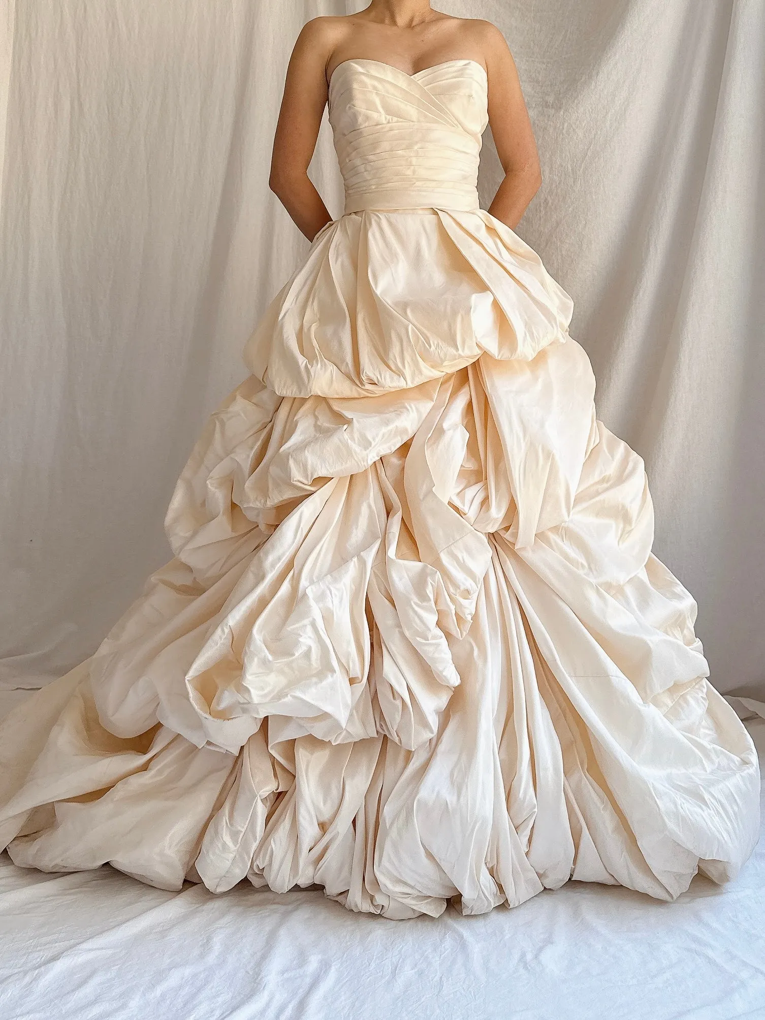 Vintage Silk Romona Keveza Draped Gown - S/2/4