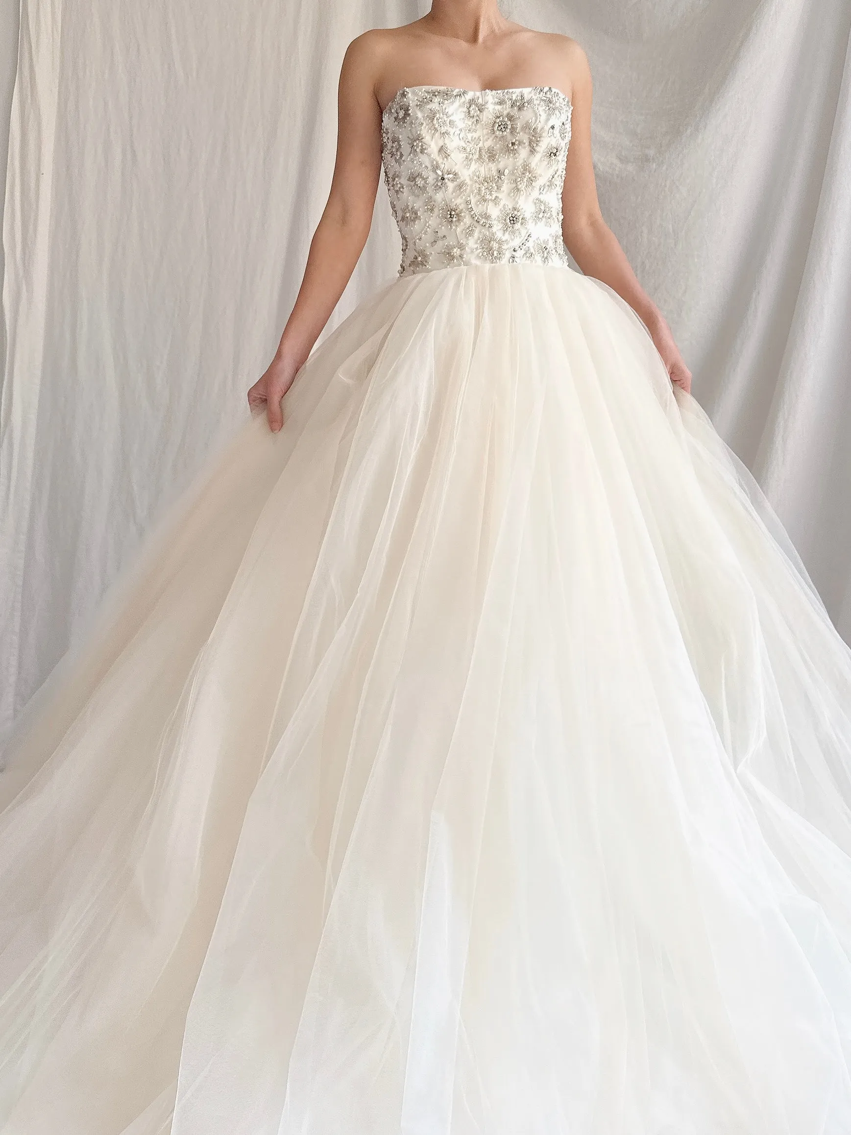 Vintage Strapless Tulle Gown - S