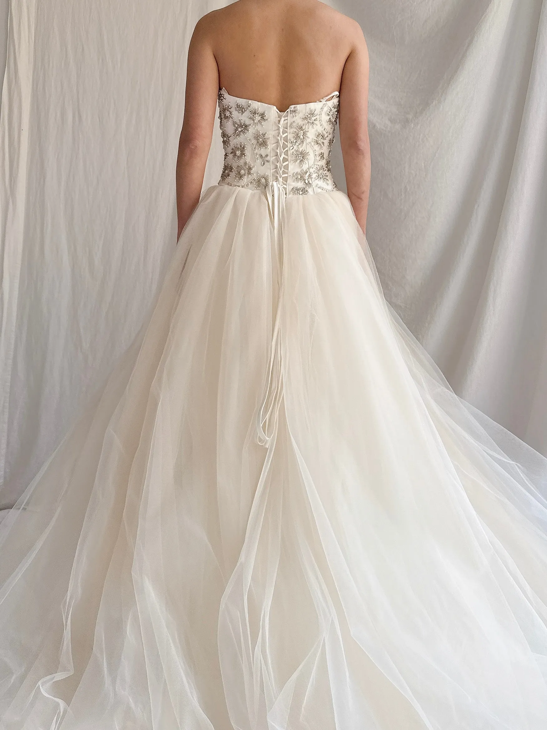 Vintage Strapless Tulle Gown - S