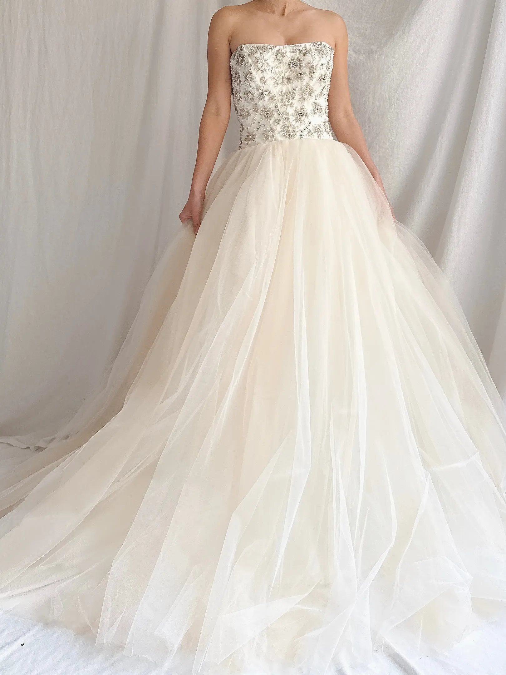 Vintage Strapless Tulle Gown - S