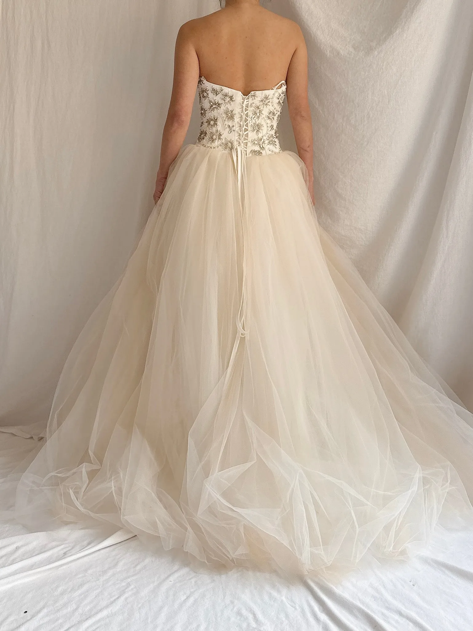 Vintage Strapless Tulle Gown - S