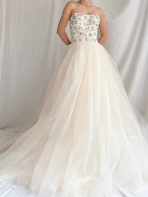 Vintage Strapless Tulle Gown - S