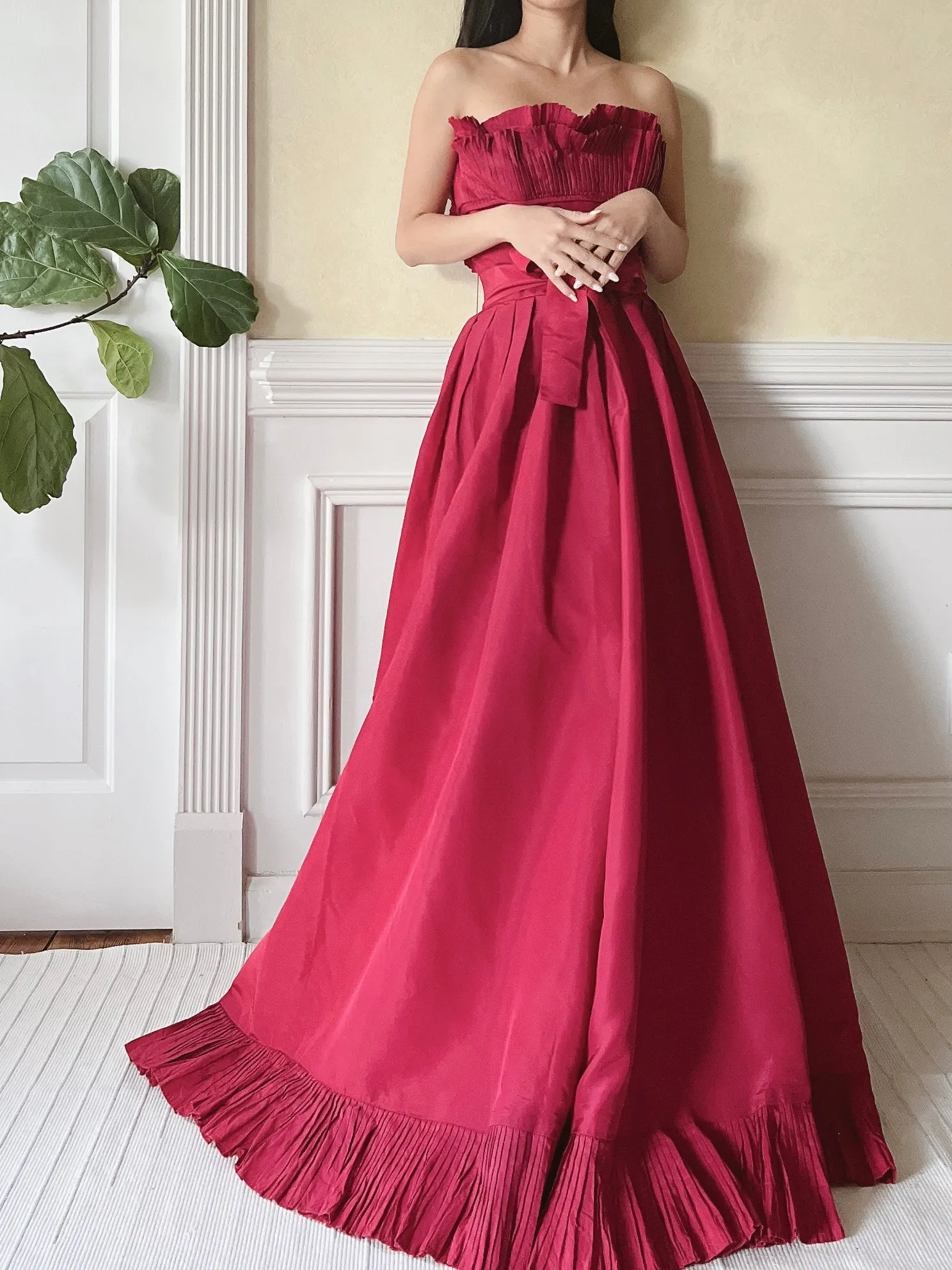 Vintage Victor Costa Pleated Bust Gown - S/6