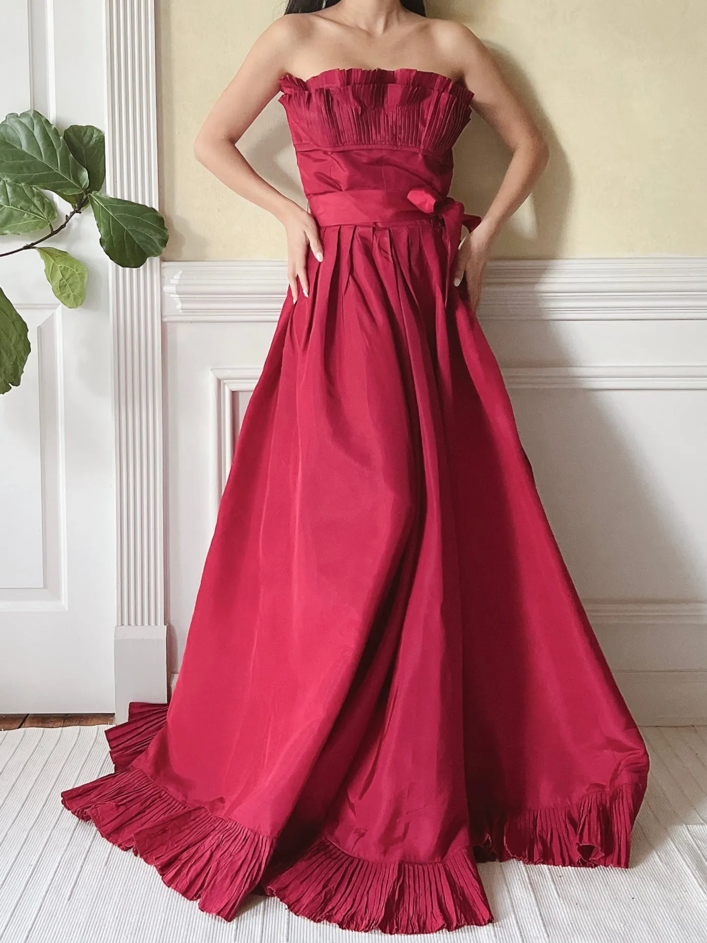 Vintage Victor Costa Pleated Bust Gown - S/6