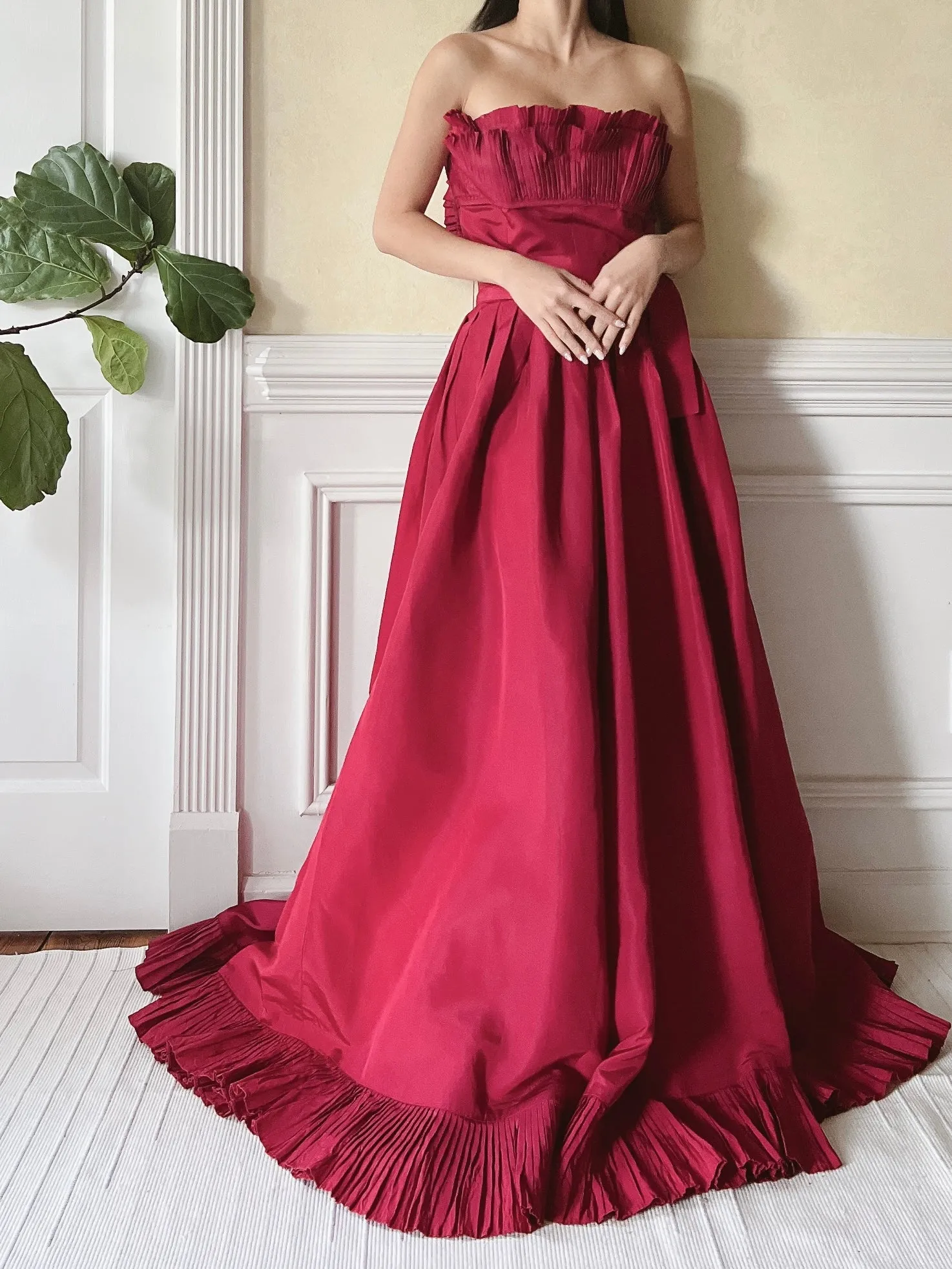 Vintage Victor Costa Pleated Bust Gown - S/6