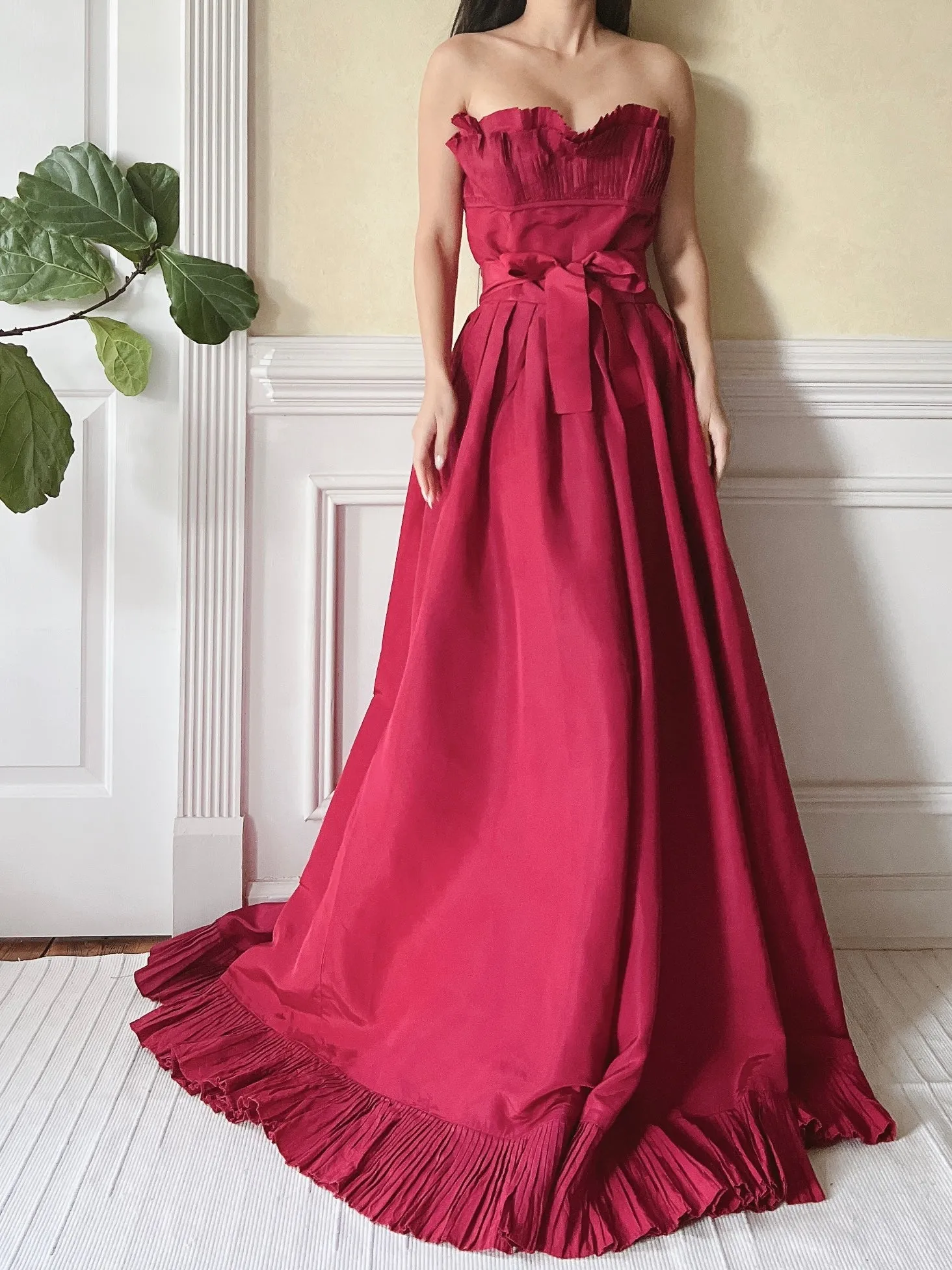 Vintage Victor Costa Pleated Bust Gown - S/6