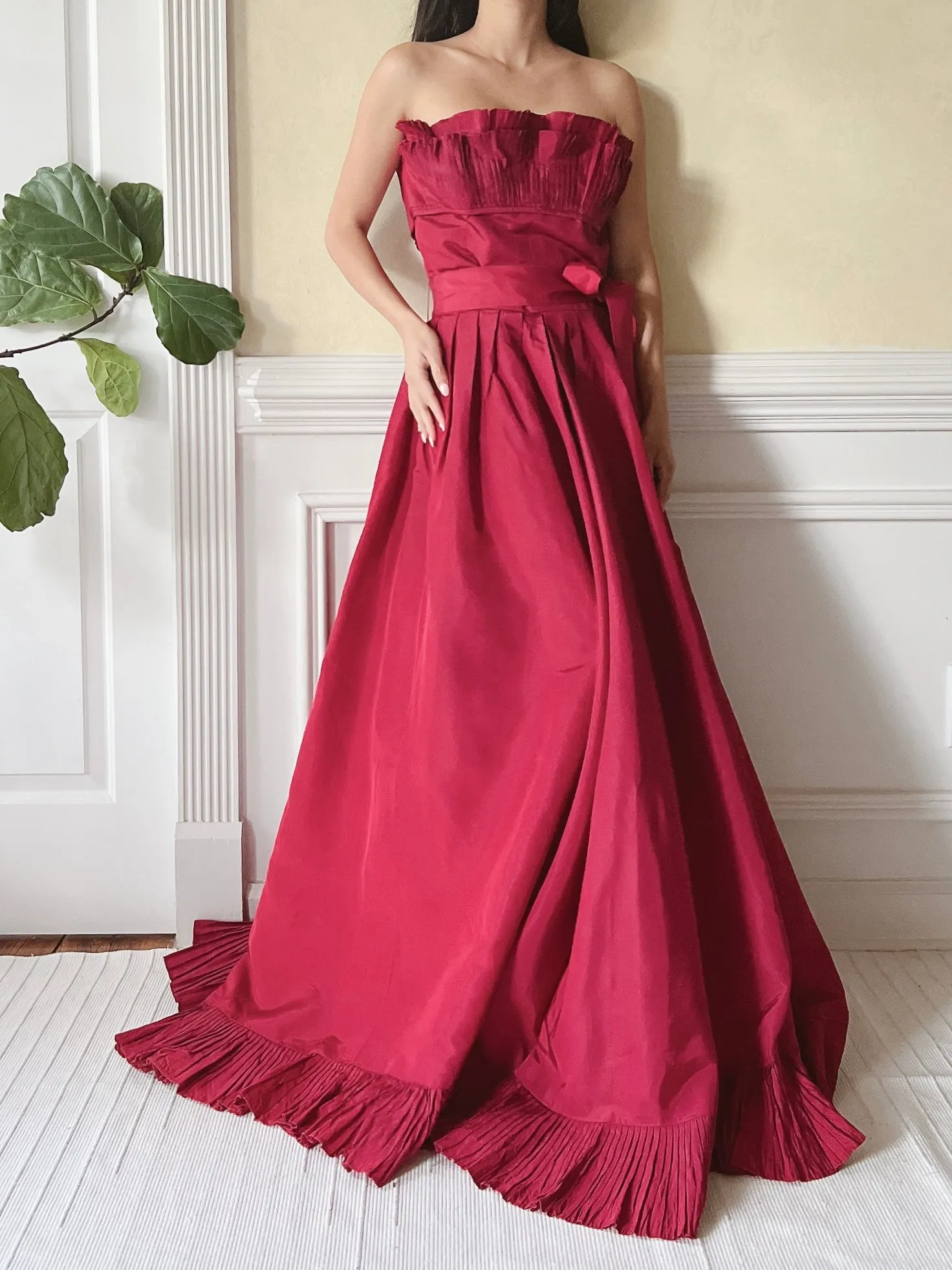 Vintage Victor Costa Pleated Bust Gown - S/6