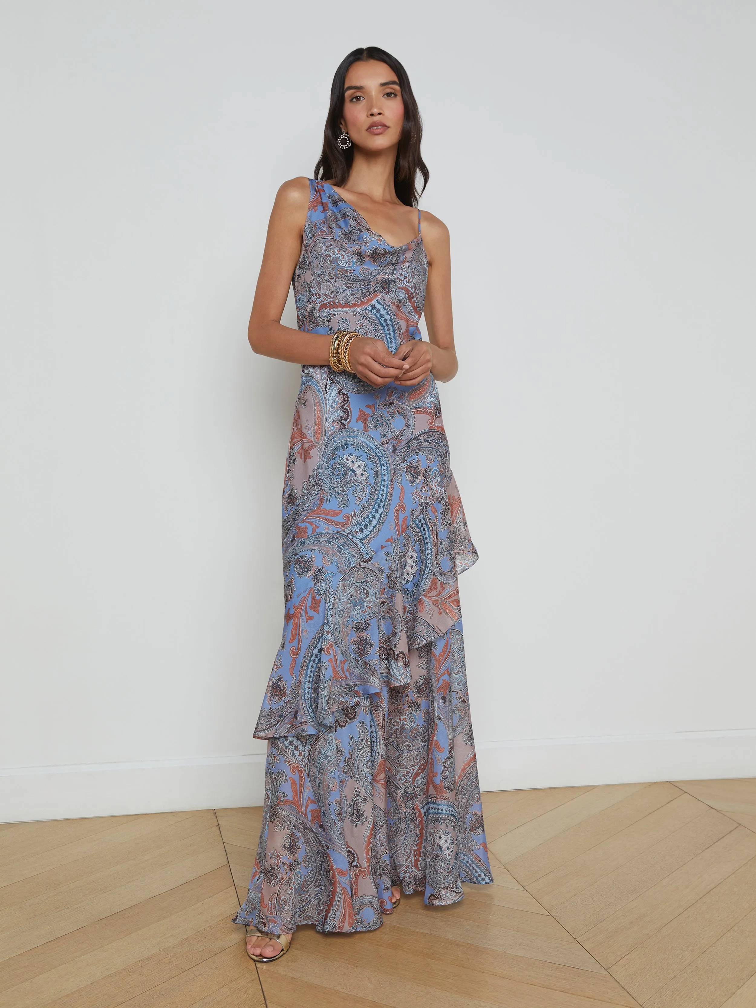 Viola Silk Cowl-Neck Gown