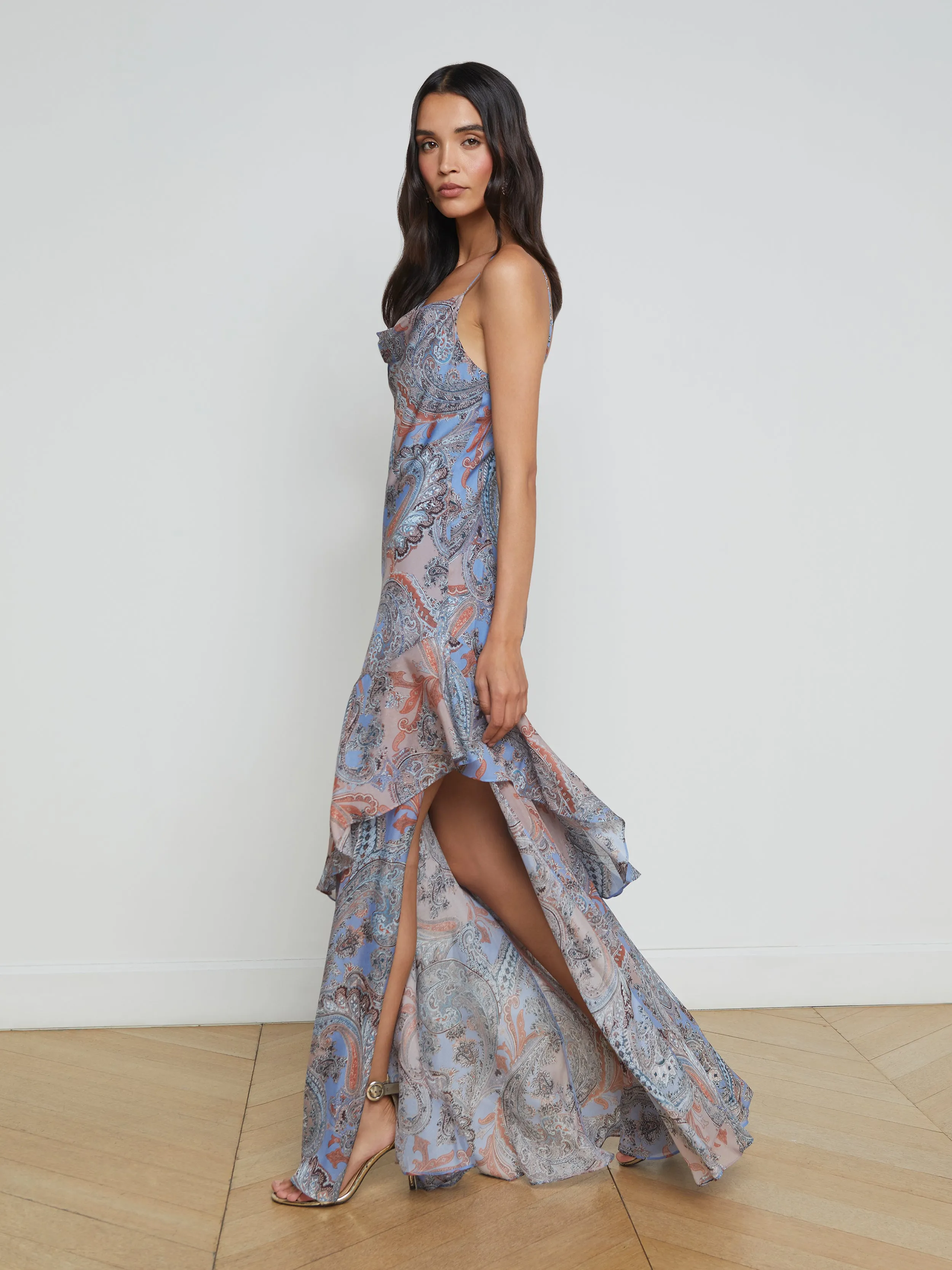 Viola Silk Cowl-Neck Gown
