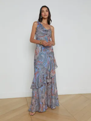 Viola Silk Cowl-Neck Gown
