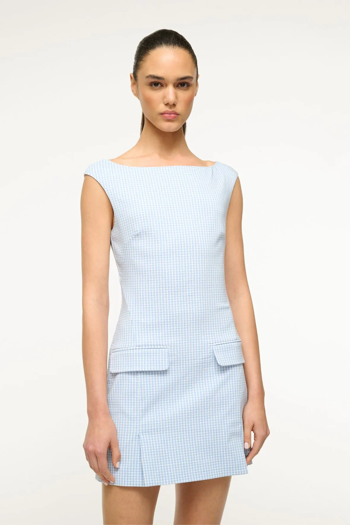 WALKER DRESS | SKY MICRO CHECK