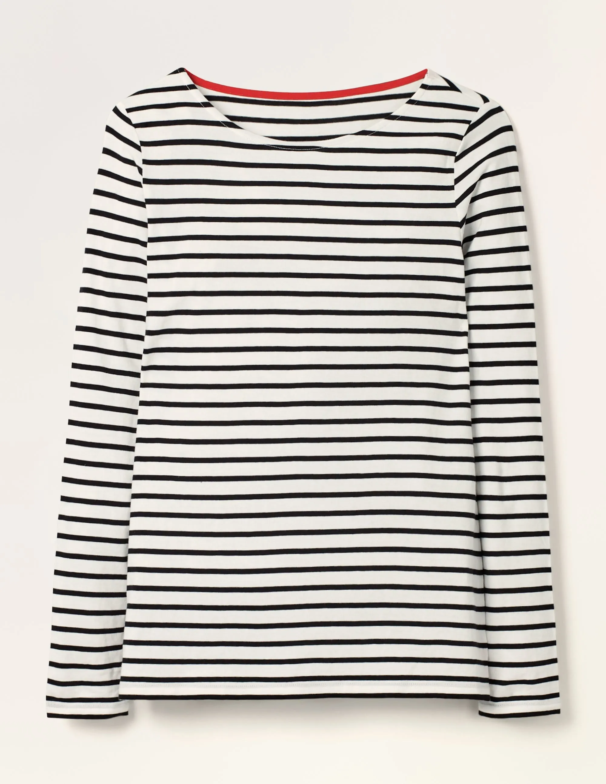 White/Black Long Sleeve Cotton Breton Top-Ivory / Black Stripe