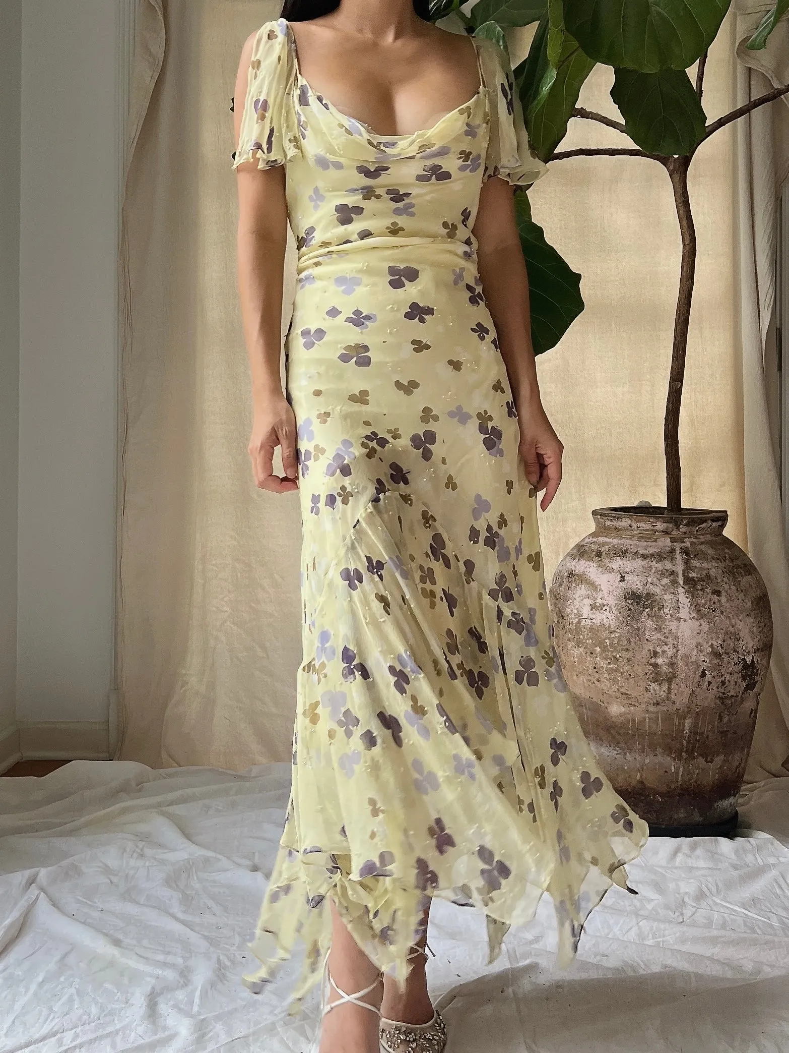 Y2K Silk Handkerchief Dress - M