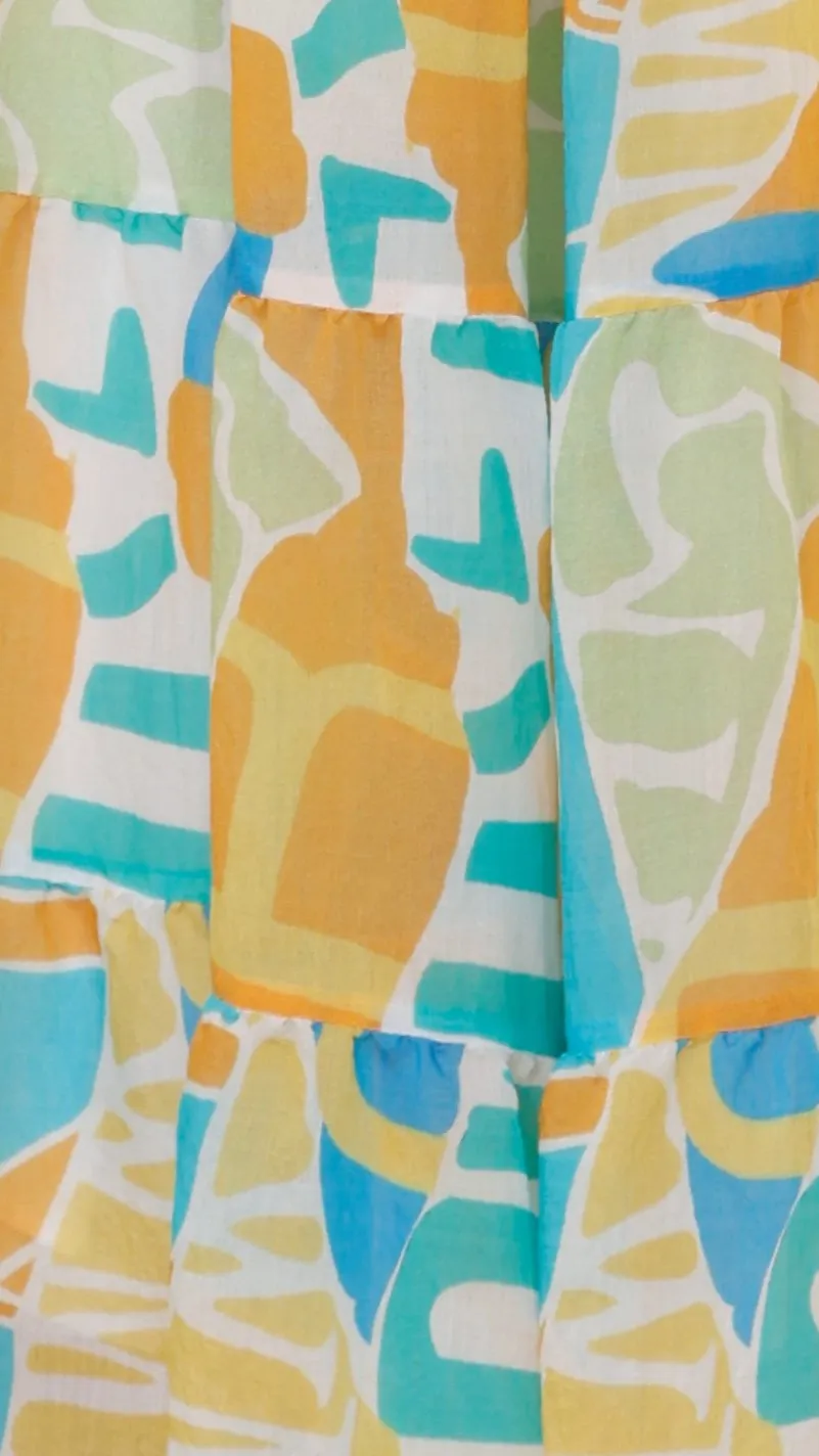 Yaritza Maxi Dress - Blue / Orange Print