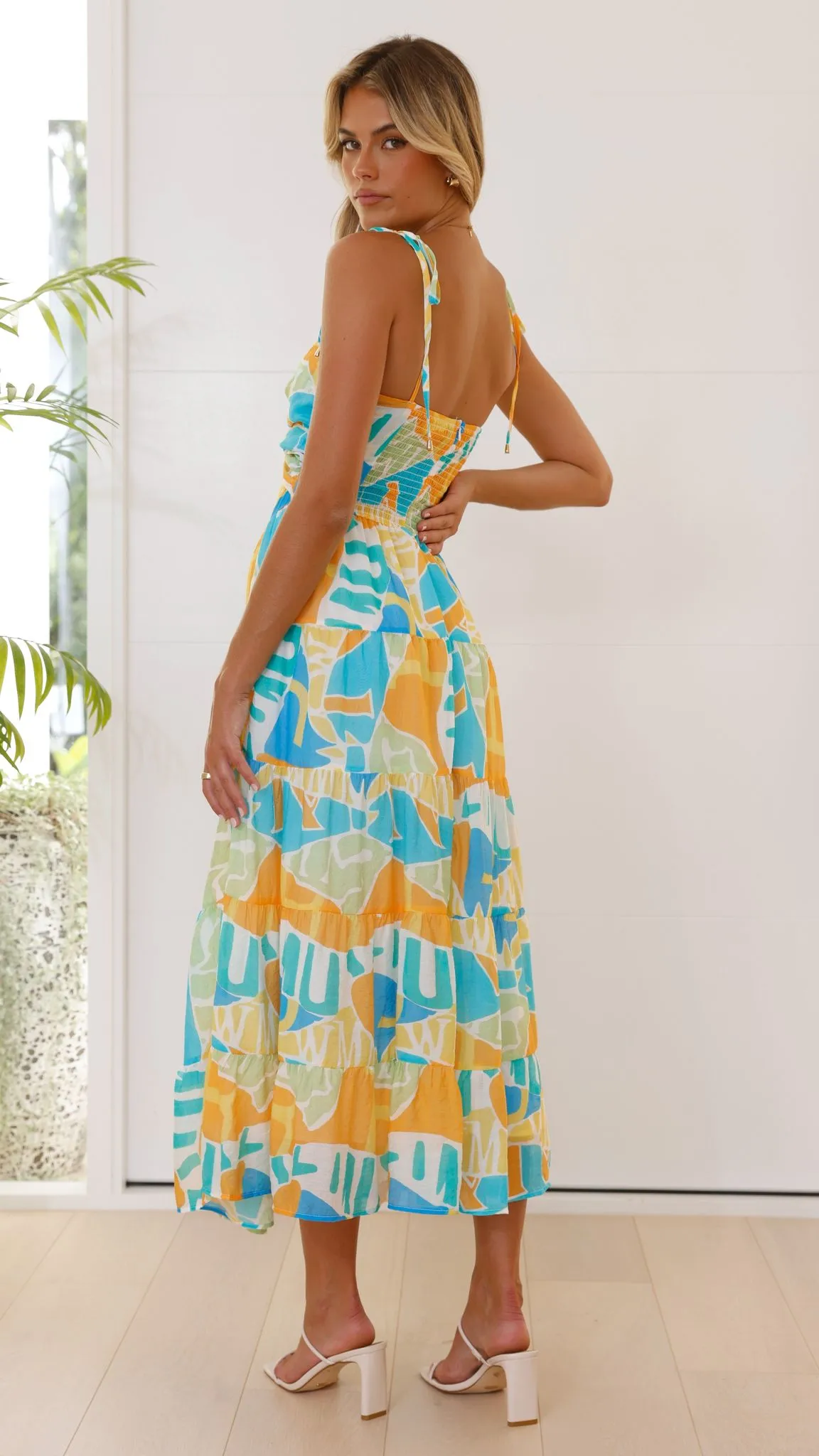 Yaritza Maxi Dress - Blue / Orange Print