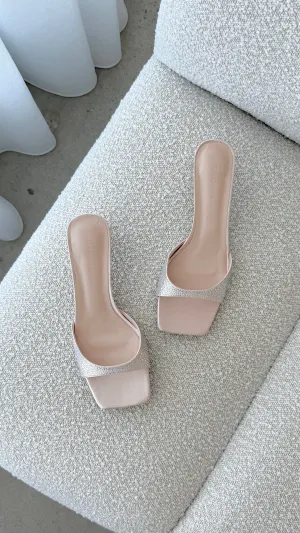 Yiri Heels - Champagne Satin Diamante